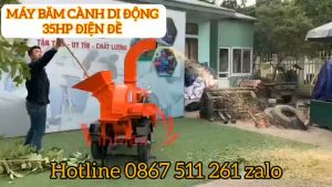 Máy băm gỗ băm cành chạy dầu điện đề tại Phú Quốc