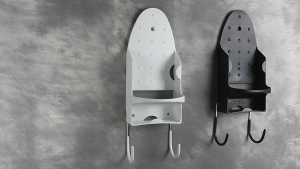 Wall Mounted Iron Holder Rack with Cable Storage / Rak Gantung Seterika Dinding Dengan Penyimpan Wayar