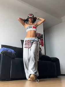 [Womens Summer Letter Flag Print Trousers]ฤดูร้อนกางเกงขากว้างเชือกผูกพิมพ์ลายตัวอักษรธงย้อนยุคสำหรับผู้หญิงในช่วง