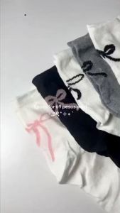 5/10 Pairs New Korean Cute Socks Ankle Ribbon Mid-calf Socks. Womens/ Girls Socks. Ribbon At the Back.