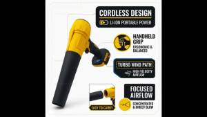 20V Cordless Brushless Air Blower Turbo Jet Fan Handheld Dust Cleaner Portable Electric Blower for Garage Workshop Garage Farm