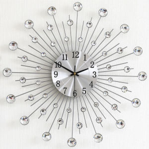 50CM 3D Iron Act Wall Clock Wrought Iron Timepiece Silver/Gold Colors Star-studded