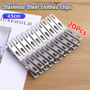 20pcs Stainless Steel Clothes Pegs Metal Sealing Clip Windproof Mini Hanging Pins Clips For Coat Pants Laundry Washing