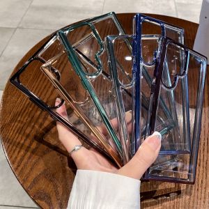 CrashStar Plating Edge Transparent Clear Hard Phone Case For Samsung Galaxy S24 S23 S22 Ultra S21 Plus + S21 FE A54 A34 A14 A53 A33 A13 5G A03S A02S A72 A12 A21S Shockproof Phone Casing Cover Shell
