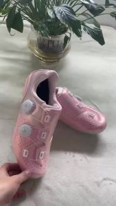 Pink MTB Cycling Sneaker Men Water proof Leather Self-Locking Cleat Spd Road Bike Shoes Women Flat Trail Mountain Bicycle Shoes