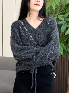 QINGNAER | Retro Soft O-Neck Long Sleeve Knit Sweater Plus Size