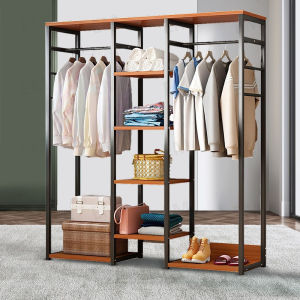 XUXU Cloth Cabinet Wardrobe Almari Rak Baju Multipurpose Wardrobe Bedroom Cloth Storage Cabinet Penyangkut Rak Pakaian Modern Style Open Wardrobe 衣帽架