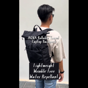 AGVA 14.1 Inch Travel Laptop Backpack – Water-Repellent Rollable Compact Carry-On Bag