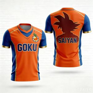 Bandai | 2026 Dragon Ball Super Saiyan Goku Graphic Football Jersey Summer Sports Dry Quickly Mens T-Shirt Kids Clothing Tee Woman