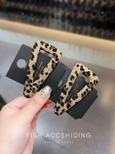 Korean Style Retro Fabric Leopard Print Hair Clip Versatile Early Autumn Trendy Cool Forehead Bangs Hair Clip Commute Daily Use