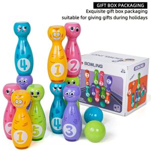 10 Bottles Bowling Toy Set - Cartoon Fun Expressions Exquisite Pad Printing - Halloween Christmas Gift Box Packaging with 2 Balls
