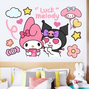 Adorable Cartoon Wall Stickers for Childrens Room Bedroom Decor Waterproof PVC Little Girl Theme Melody Kurokos Little Girl