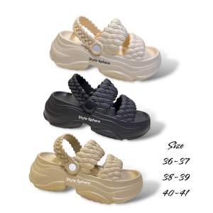 Sandal Anak Perempuan Slop Tali Kepang Wedges Anak Cewek Anti Slip Sendal Tinggi EVA Ealstis Kekinian