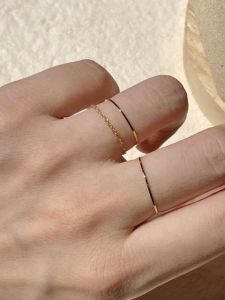 Non-Fading Ultra-Thin Minimalist 18K Gold-Plated Titanium Steel Ring for Women Elegant Simple Design Fashionable Jewelry