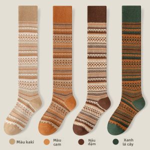 MiiOW | Tất dài đến đầu gối cổ điển cho nữ MiiOW mùa thu đông giữ ấm kháng khuẩn chống mùi thể thao thấm mồ hôi phong cách dân tộc tất cotton dài