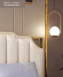 โคมไฟแขวนทรงกลมสไตล์นอร์ดิกดีไซน์โมเดิร์น โคมไฟห้อยทรงกลมอะคริลิกสีทองสำหรับตกแต่งห้องครัว ห้องนอน ห้องนั่งเล่น ร้านอาหาร