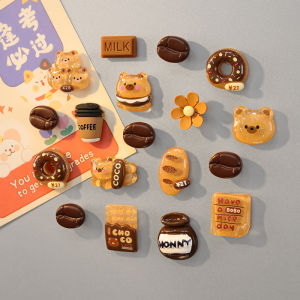 Mini Chocolate Small Brown Bear Coffee Bean Refrigerator Sticker and Magnet Sticker Cute Flowers Milk Donut Decoration Magnetic Stickers