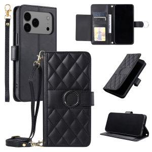 szhaiyu | Leather Flip Phone Case for IPhone Air 18 17 Pro Max 16 15 Plus 14 13 12 11 Pro Crossbody Wrist Strap Wallet Stand Protect Cover