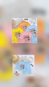 Bộ đồ dài tay dài quần bé trai bé gái hình in cặp labubu cho bé từ 6kg-30kg.DT06