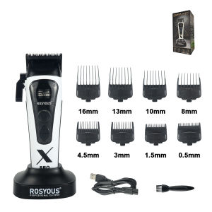 ROSYOUS RS-888C Mens Hair Clipper 8000RPM DLC Blade with Dock External Rotor Brushless Motor Professional Barber Machines