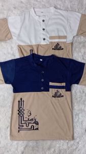 Koko Anak Laki-Laki Al-Hanin: Baju Lengan Pendek & Celana Panjang Bahan Kaos 1-12 Tahun