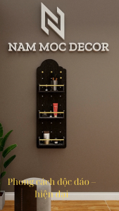 Gương Trượt Hình Mây Treo Tường Kèm Kệ & Thanh Chắn | Gỗ MDF Melamine | Ray Trượt 3 Tầng | 35–50x120cm