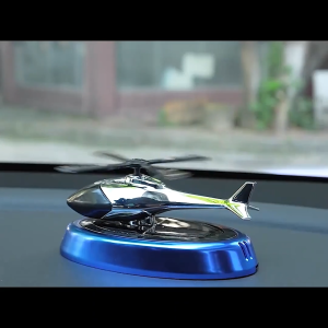 [Hot] Auto Aroma Diffuser Car Air Freshener Solar Powered Rotation Helicopter Solar Aromatherapy Alloy+ABS Wooden Fragrance Birthday Gift For Man