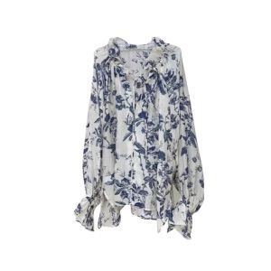 YUEZHONGWEI | เสื้อเชิ้ตแขนยาวป้องกันแสงแดดสีน้ำเงินสไตล์จีนใหม่สำหรับผู้หญิงในช่วงฤดูร้อน เสื้อเชิ้ตทรงหลวมบางๆ แบบสวมหัว