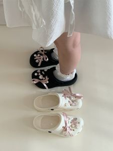 Sweet Butterfly Knot Heart Shaped Summer Clog Shoes Womens Casual Soft Bottom Beach Sandals Hole Hole Shoe Trendy Slip-On