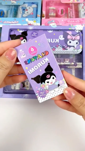 Sanrio Stationery 12 pcs student prizes cute cartoon Set Kuromi Pencil Pencil Case Rule Crayons for Kidgift