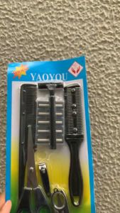 Set Gunting Potong Rambut Cukur Sisir Sasak Set 7 Pcs / Zigzag Shaggy Combi + Scissors