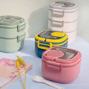 Ready Lunch Box Bekal Makanan Anti Tumpah Free Sendok Kapasitas 800ml Bpa Free 9041