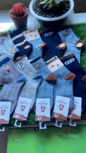 Tất Vớ Cổ Cao Set 10 đôi tất cotton babyshark Vặn Thừng bé trai  gái sợi bông mềm mại mầu xám