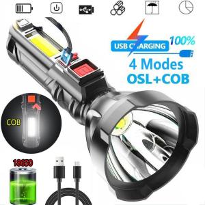 Mini LED flashlight rechargeable torch light powerful japan original emergency light torchlight powerful flashlight 1000000 lumens torch light super bright touch light 4 Lighting Modes light work light camping lamp tactical flashlight