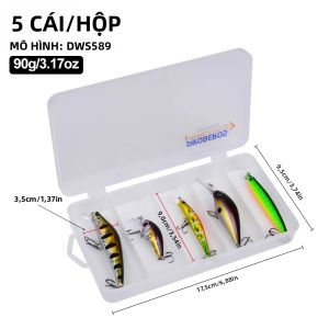 Proberos 5 Minnow Crankbait Mồi Câu Cá Nhân Tạo Cao Cấp Mồi Cứng Chất Liệu ABS Bền Đẹp Cho Sông Đại Dương Hồ Câu Cá Biển