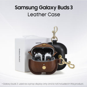 CONTACTS FAMILY Genuine Leather Case for Samsung Galaxy Buds 3 Pro 2024 New Samsung Buds3 Pro Cover Protective Headphone Sleeve