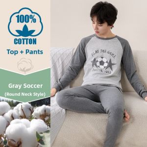 Warm Pure Cotton Autumn Clothes Set for Big Kids Teenage Boys 15 Years Old Boys Underwear Set Breathable Comfortable Home Wear