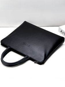 Feger Mens Leather Briefcase Large Capacity Business Bag Casual Handbag Commuter Cowhide Soft Handle Zipper Closure