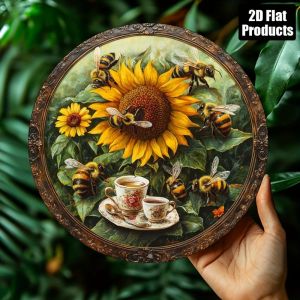 2D Round Metal Wall Art 8x8 Inch Vintage Female Portrait Tin Sign for Home Bar Kitchen Cafe Decor Unique Housewarming Gift