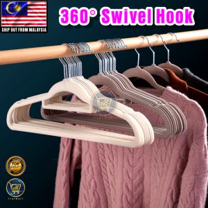 PlatMart - 10 PCS Premium Non-Slip Velvet Hanger Clothes Hanger Baju