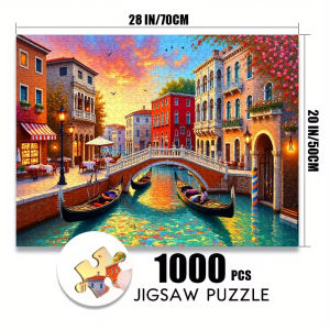 500/1000pcs Venice Canal Bridge Jigsaw Puzzle - Large Scratch-Resistant Paper Puzzle for Adults Ideal for Family Fun & Creat