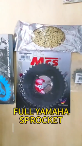 MCS SET 415 FOR YAMAHA RXZ WITH REAR FULL BLACK SPROCKET (WARNA HITAM) FROM 15T-30T TO 15T-38T WITH 122L CHAIN Motorcy