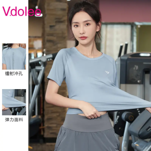 Loose Summer Casual Yoga Fitness T-Shirt Quick Dry Breathable Short Sleeve Womens Running Morning Exercise Sportswear