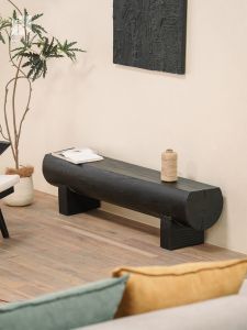 NONG HOME | Charcoal Japanese Zen Style Wooden Bench