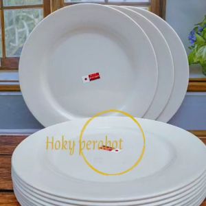 12 PCS PIRING SAJI BULAT DATAR PLASTIK RAMEN DATAR PLASTIK DOP TEBAL