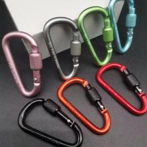 D-shape Carabiner Aluminium Alloy Sports Keychain  Multi Colors with Lock D-shape Carabiner Camping Hiking Hook Outdoor Tool