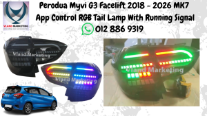 Perodua Myvi G3 Facelift 2018 - 2026 MK7 App Control RGB Tail Lamp With Signal Running