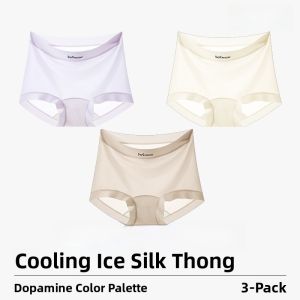 miiow | MiiOW Ice Silk Cotton Womens Underwear Breathable Lightweight Triangle Panties Pure Cotton Antibacterial Crotch Seamless