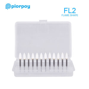 PIORPOY Dental Polishing Stone Flame Cone Round Abrasion Point Burs For High Speed Handpiece Dentistry Products 12Pcs/Box