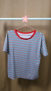 Striped T-Shirt for Women Loose Fit Short Sleeve Korean Style Striped T-Shirt Casual Top